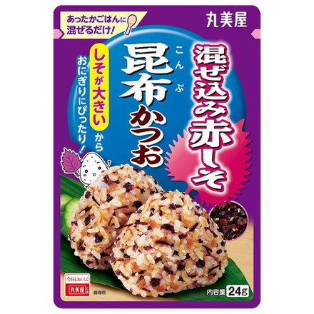 ネコポス 丸美屋 混ぜ込み赤しそ 昆布かつお 24g×10袋入| 全国マルミヤ ふりかけ 混ぜ込みごはんの素 赤しそ 昆布かつお