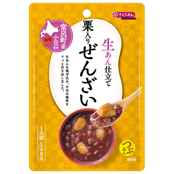 谷尾食糧工業 さくらあん 生あん仕立て 栗入りぜんざい 140g×12袋入|お菓子 和菓子 ぜんざい くり