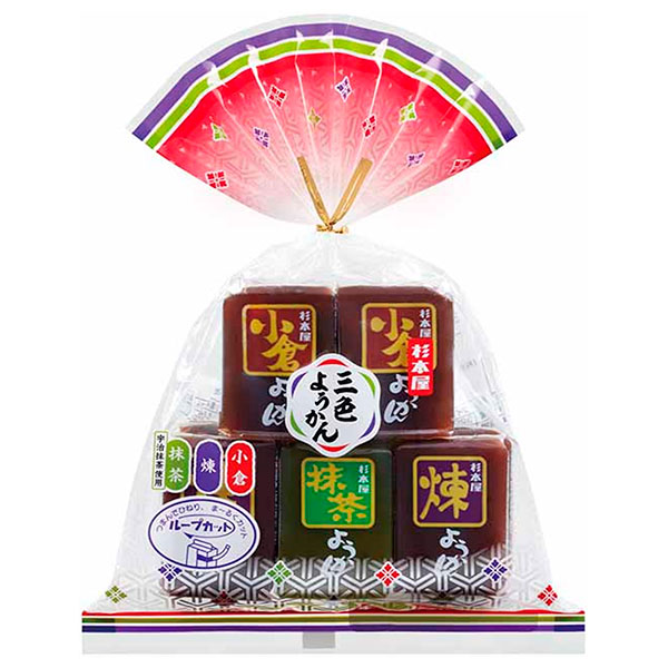 杉本屋製菓 三色ようかん 320g(40g×8個)×12袋入 メーカー 問屋直送|菓子 羊羹 詰め合わせ ミニようかん