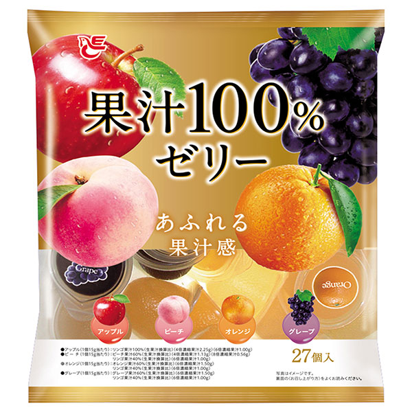 エースベーカリー 果汁100%ゼリー 27個×16袋入 メーカー 問屋直送|お菓子 おやつ ゼリー フルーツ 濃縮果汁使用