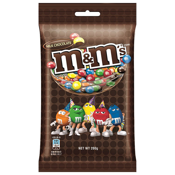 マースジャパン M&M’S(エム&エムズ) ペグパックミルク 200g×12袋入|お菓子 チョコ 袋 ミルク チョコレート