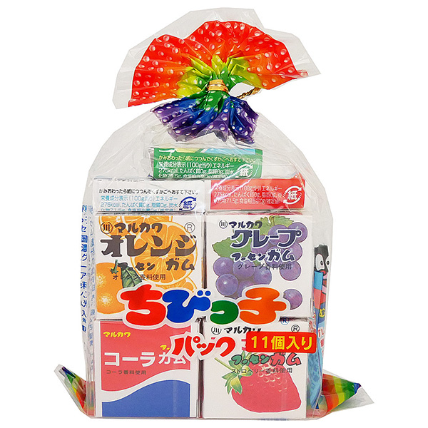 丸川製菓 ちびっ子パック フーセンガム 11個×10袋入|菓子 ガム 駄菓子 詰合わせ 青りんご ヨーグルト ストロベリー オレンジ グレープ コーラ いちご