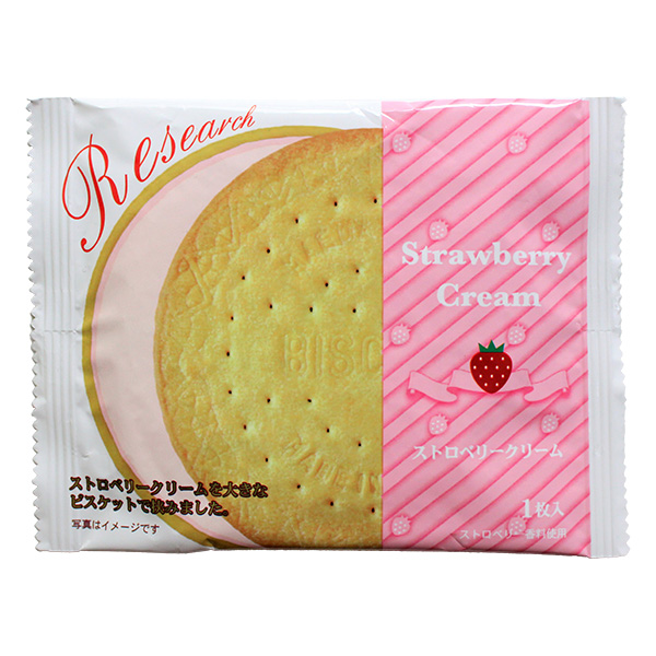 前田製菓 ストロベリーサンドビスケット リサーチ 1枚×10袋入|ビスケット おかし お菓子 おやつ いちご