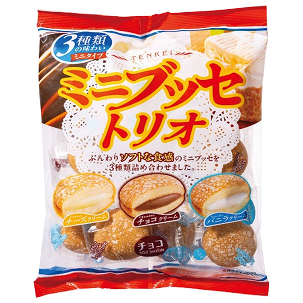 天恵製菓 ミニブッセトリオ 130g×12袋入 メーカー 問屋直送|お菓子 ブッセ ケーキ 詰め合わせ