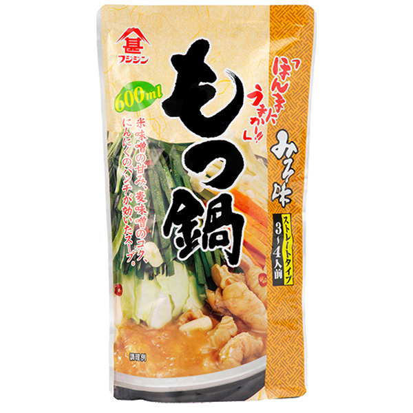 富士甚醤油 もつ鍋みそ味 ストレート 600ml×12袋入|調味料 鍋スープ 鍋つゆ だし ストレート