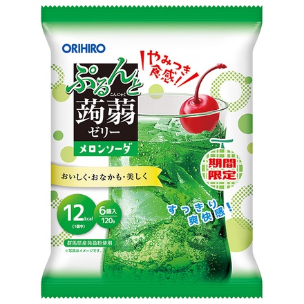 オリヒロ ぷるんと蒟蒻ゼリー メロンソーダ (20gパウチ×6個)×24袋入|お菓子 こんにゃくゼリー ソーダ おやつ