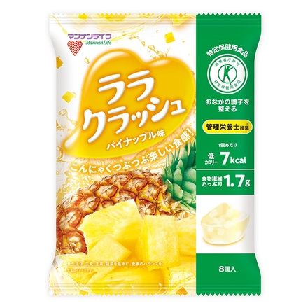 マンナンライフ 蒟蒻畑ララクラッシュ パイナップル味【特定保健用食品 特保】 (24g×8個)×12袋入|パイン ゼリー おかし ダイエット