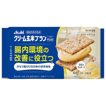 アサヒグループ食品 クリーム玄米ブラン プラス 豆乳&カスタード 機能性表示食品 4枚×6袋入|バランス栄養食品 栄養調製食品 ブラン 豆乳 カスタード