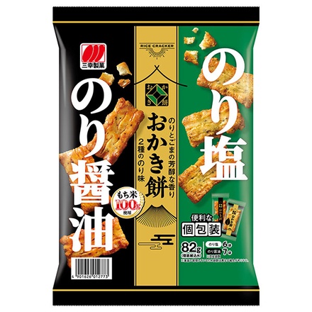 三幸製菓 おかき餅 2種ののり味 82g×12袋入|おかき 2種 餅 のり 海苔 醤油 のり塩