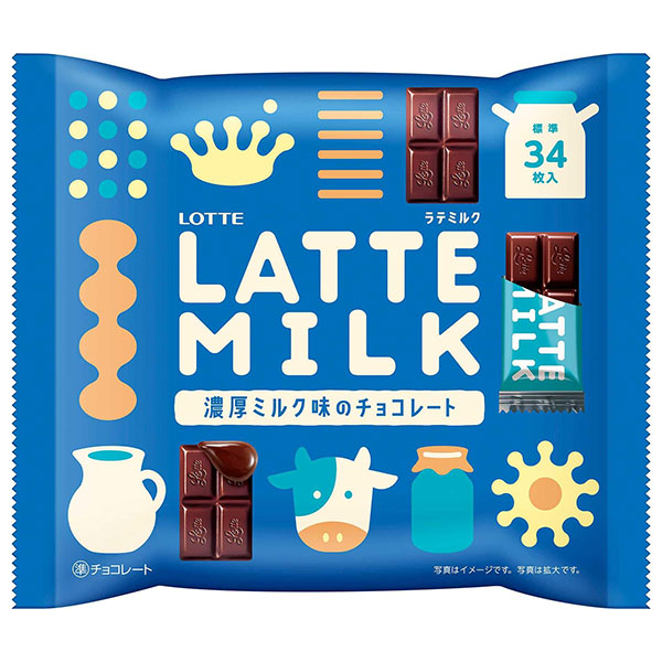 ロッテ LATTE MILK 135g×18袋入|お菓子 チョコ ミルクチョコ 板チョコ