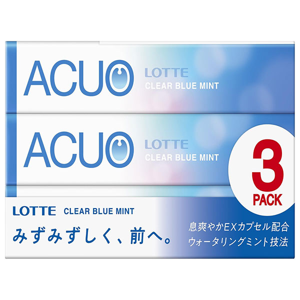 ロッテ ACUO(アクオ) クリアブルーミント 3P×10個入|菓子 シトラス スッキリ 粒ガム リフレッシュ