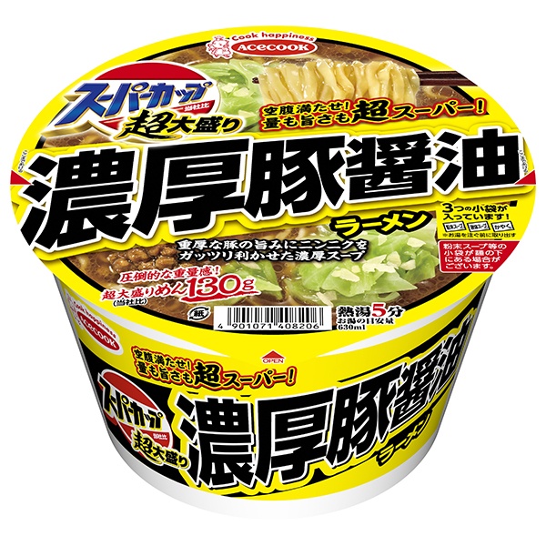 エースコック 超大盛りスーパーカップ 濃厚豚醤油ラーメン 176g×12個入|インスタント食品 即席 カップ麺 豚 醤油 ラーメン