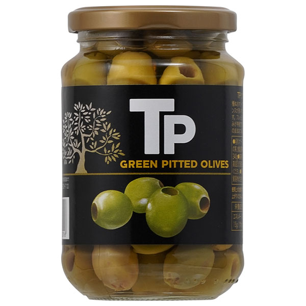 富永貿易 TP グリーンオリーブ 340g瓶×12本入|オリーブ 瓶