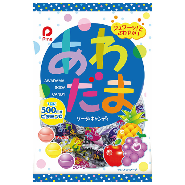 パイン あわだま 120g×6袋入|お菓子 おやつ 飴 キャンディ グレープ アップル パイン ソーダキャンディ