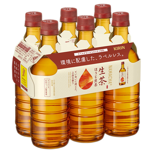 キリン 生茶 ほうじ煎茶 ラベルレス(6本パック) 525mlペットボトル×24(6×4)本入|茶飲料 生茶 焙じ