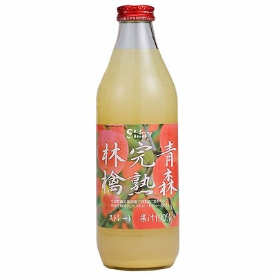 青森県りんごジュース シャイニー 青森完熟林檎 1L瓶×6本入×(2ケース)