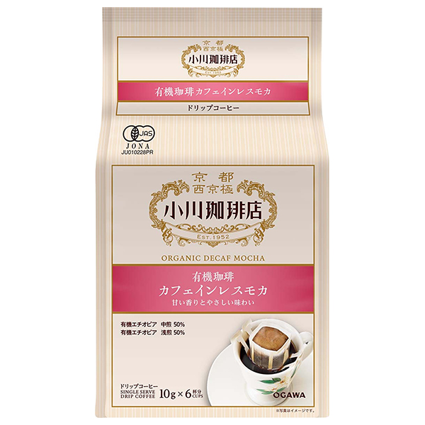 小川珈琲 有機珈琲 カフェインレス モカ ドリップコーヒー 6杯分 60g(10g×6杯分)×6袋入|嗜好品 コーヒー類 ドリップコーヒー