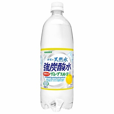 サンガリア 伊賀の天然水 強炭酸水 グレープフルーツ 1Lペットボトル×12本入