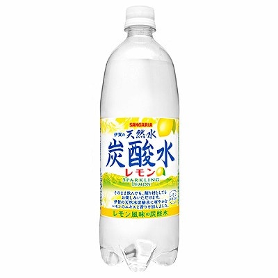 サンガリア 伊賀の天然水 炭酸水 レモン 1Lペットボトル×12本入