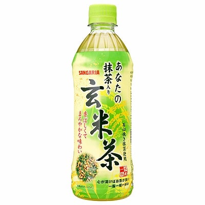 サンガリア 一休茶屋 あなたの抹茶入り 玄米茶 500mlペットボトル×24本入×(2ケース)