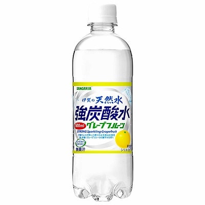 サンガリア 伊賀の天然水 強炭酸水 グレープフルーツ 500mlペットボトル×24本入×(2ケース)