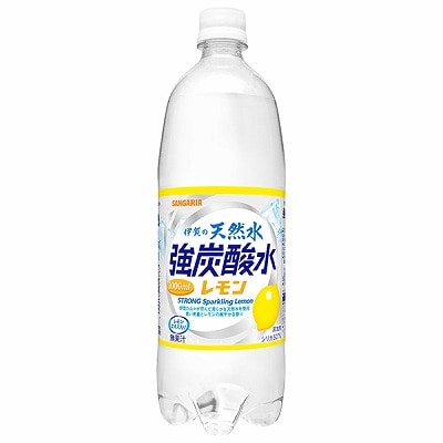 サンガリア 伊賀の天然水 強炭酸水 レモン 1Lペットボトル×12本入
