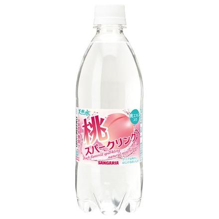 サンガリア 天然水 桃 スパークリング 500mlペットボトル×24本入|天然水 桃 桃炭酸 ピーチ フレーバー炭酸 炭酸水 桃フレーバー さっぱり炭酸 フルーツ炭酸
