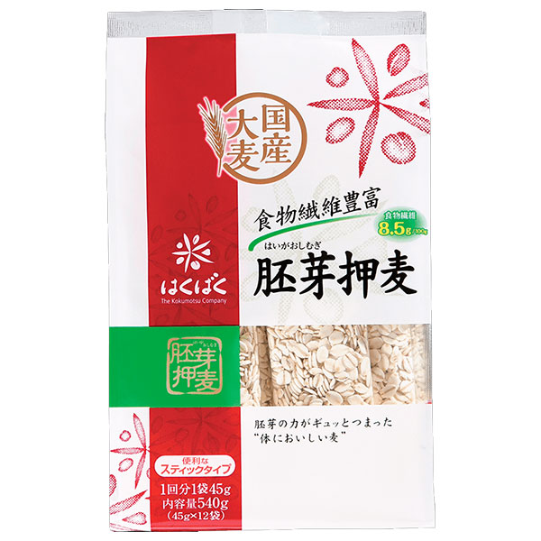 はくばく 胚芽押麦 スタンドパック 540g(45g×12袋)×6袋入|一般食品 麦 袋