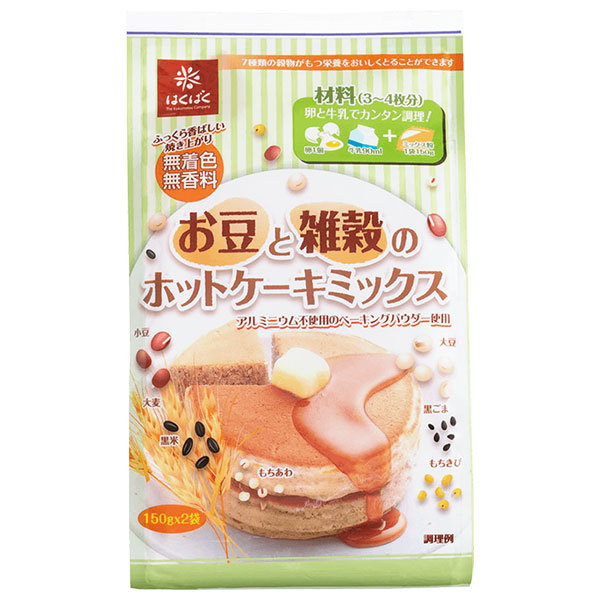 はくばく お豆と雑穀のホットケーキミックス 300g×6袋入|菓子材料 ホットケーキ パンケーキ