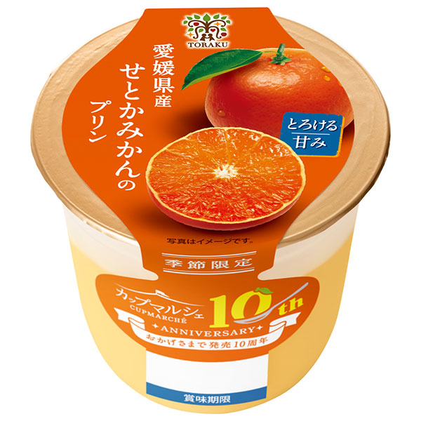 トーラク カップマルシェ 愛媛県産 せとかみかんのプリン 95g×6個入 チルド 冷蔵品|愛媛県 せとかみかん スイーツ 季節限定 みかん プリン 柑橘スイーツ コンビニ