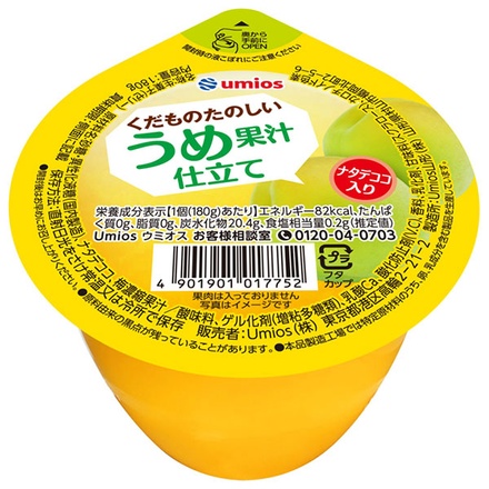 umios くだものたのしい うめ果汁仕立て ナタデココ入り 180g×24個入|お菓子 ゼリー うめ デザート ナタデココ