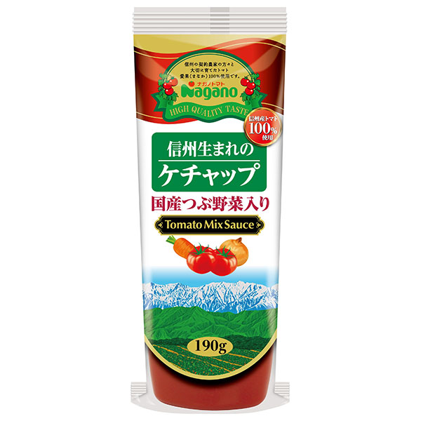 ナガノトマト 信州生まれのケチャップ 国産つぶ野菜入り 190g×30(15×2)本入|トマトケチャップ ケチャップ 調味料
