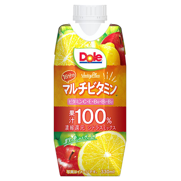 雪印メグミルク Dole(ドール) Juicy Plus 1日分のマルチビタミン 330ml紙パック×12本入×(2ケース) メーカー 問屋直送|果汁100% ジュース グレープ オレンジ グレープフルーツ