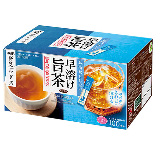 AGF 新茶人 早溶け旨茶 むぎ茶 スティック (0.9g×100本)×10箱入|嗜好品 粉末 麦茶