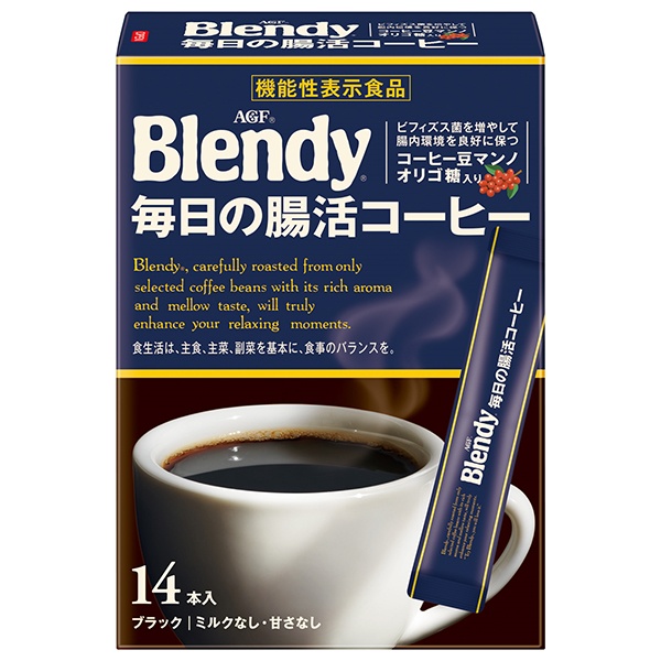 AGF ブレンディ スティックブラック 毎日の腸活コーヒー (2.7×14本)×12箱入|Blendy インスタント 珈琲 コーヒー