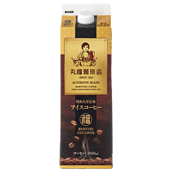 丸福珈琲店 昭和九年伝承 アイスコーヒー 甘さひかえめ 1000ml紙パック×6本入|珈琲 アイスコーヒー 紙パック 1L 1l コーヒー