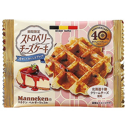 ローゼン マネケン ストロベリーチーズケーキ ワッフル 1個×12(6×2)個入|洋菓子 焼き菓子 お菓子 おやつ ストロベリー イチゴ チーズケーキ
