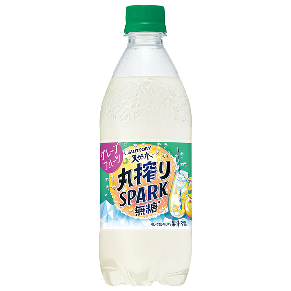 サントリー 天然水 丸搾りSPARK無糖 グレープフルーツ 500mlペットボトル×24本入|炭酸水 フルーツ 果物 グレープフルーツ