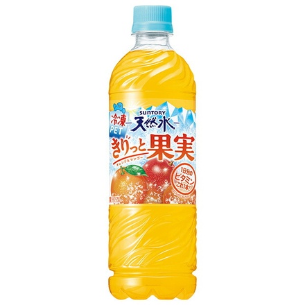 サントリー サントリー天然水 きりっと果実 オレンジ&マンゴー 冷凍PET 590mlペットボトル×24本入|果汁飲料 ミックスジュース 冷凍用 冷凍