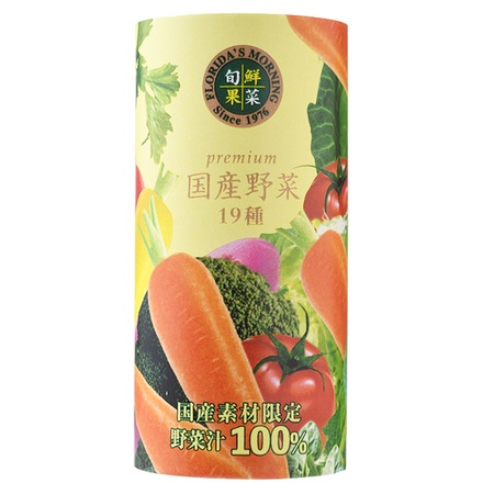 フロリダスモーニング プレミアム国産野菜 19種 195gカートカン×15本入|野菜ジュース ミックスジュース 100% フルーツ