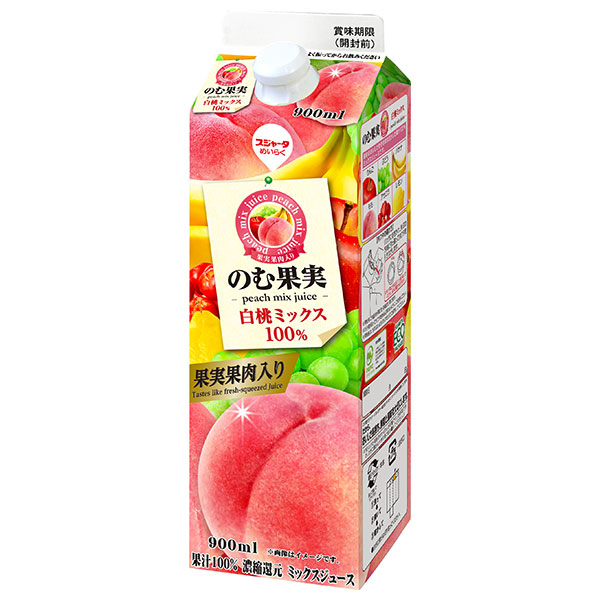 スジャータ のむ果実 白桃ミックス 900ml紙パック×12本入 チルド 冷蔵品|ジュース ピーチ 桃 白桃 ミックスジュース