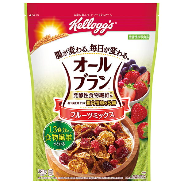 ケロッグ オールブランフルーツミックス 380g×6個入|健康 朝食 食物繊維 ドライフルーツ