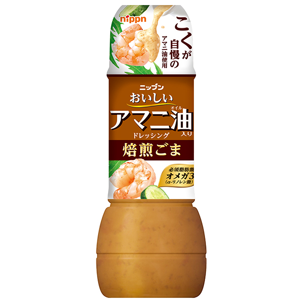 ニップン おいしいアマニ油入りドレッシング 焙煎ごま 300ml×12本入|調味料 ドレッシング アマニオイル
