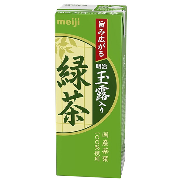明治 玉露入り緑茶 200ml紙パック×24本入 メーカー 問屋直送|茶飲料 緑茶 玉露