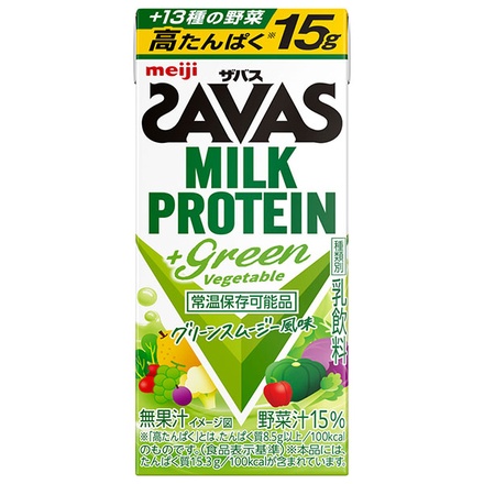 明治 ザバズ MILK PROTEIN +Green Vegetable 200ml紙パック×24本入×(2ケース) メーカー 問屋直送|乳性 高たんぱく ミルク プロテイン グリーンスムージー