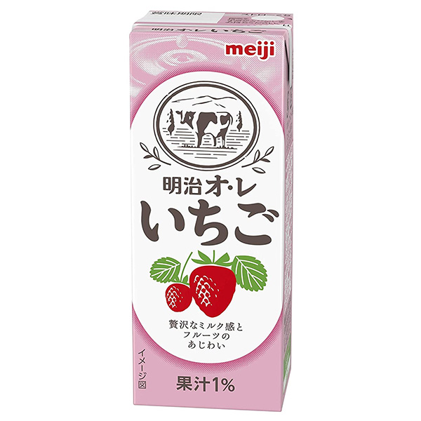 明治 オ・レ いちご 200ml紙パック×24本入 メーカー 問屋直送|いちごオレ イチゴオレ 乳酸 イチゴ 苺 果実