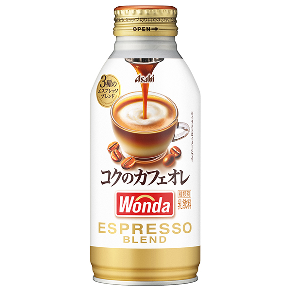 アサヒ飲料 WONDA(ワンダ) コクのカフェオレ 370gボトル缶×24本入|珈琲 カフェオレ ボトル缶
