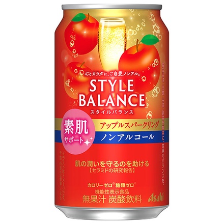 アサヒ飲料 スタイルバランス 素肌サポート アップルスパークリング【機能性表示食品】 350ml缶×24本入|ゼロ 炭酸 ノンアルコール