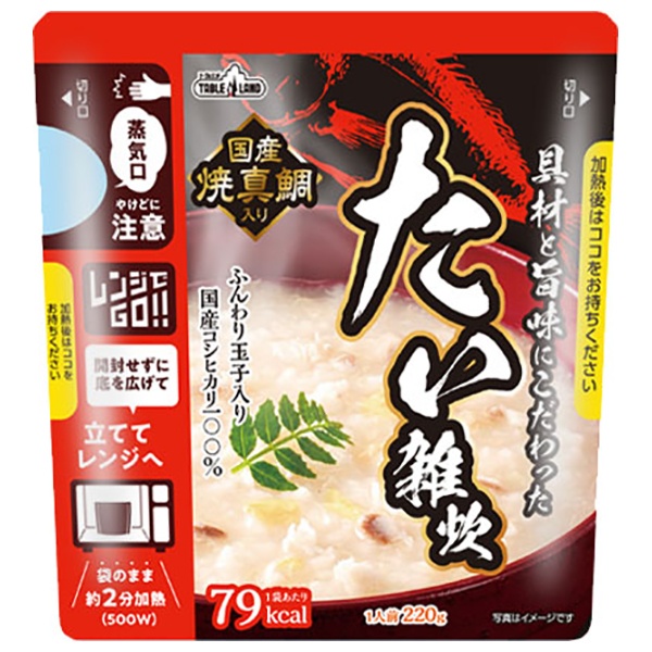 丸善食品工業 テーブルランド 具材と旨味にこだわった レンジ対応 たい雑炊 220gパウチ×24(12×2)袋入|一般食品 レトルト ご飯 雑炊 レンチン ぞうすい
