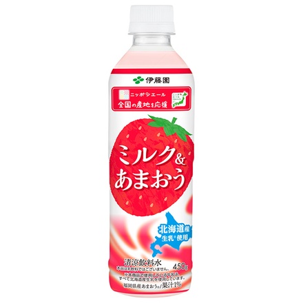 伊藤園 ニッポンエール ミルク&あまおう 450gペットボトル×24本入|いちご 果物 フルーツ ミルク 苺 イチゴ あまおう